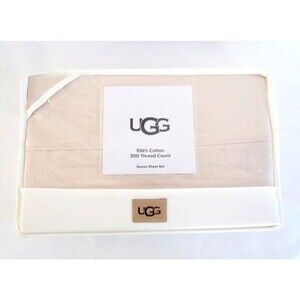 NEW UGG IONA Queen Sheet Set Shell 100% Cotton 300 Ct